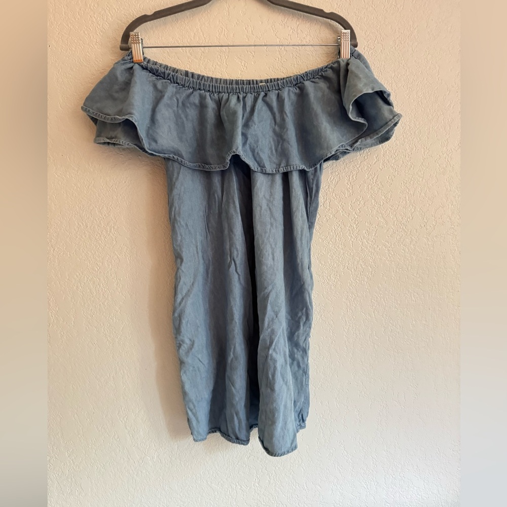 Off-Shoulder Denim Dress